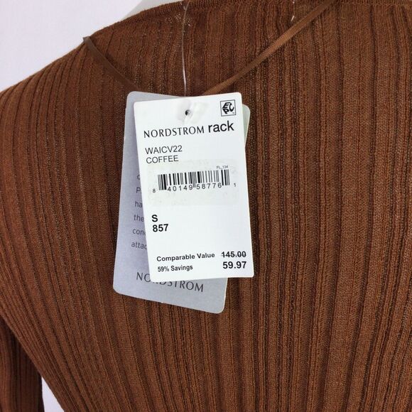 L*Space Wailea Linen Blend Long Sleeve Cover-Up Dress Coffee Size Small NWT - Picture 5 of 12